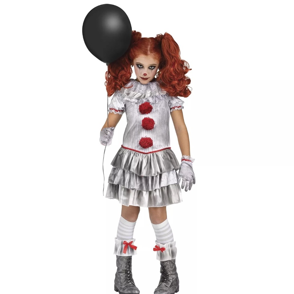 FAST Ship!! Fun World Carnival Creepy Clown Kids Halloween Costume S/L/XL NWT